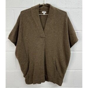 J.Jill Pure Jill Marled Wool Blend V-Neck Poncho Sweater Vest Brown / Medium
